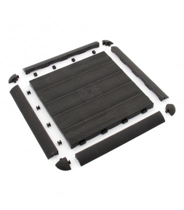 Plastová terasová tmavě hnědá dlažba - 39 x 39 x 2,65 cm