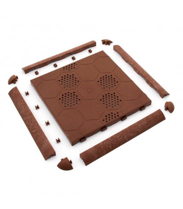 Plastová terasová hnědá dlažba Honeycombs - 39 x 39 x 2,65 cm