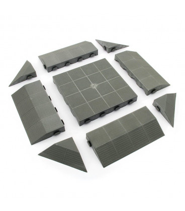 Plastová terasová šedá dlaždice - 39 x 39 x 4,8 cm