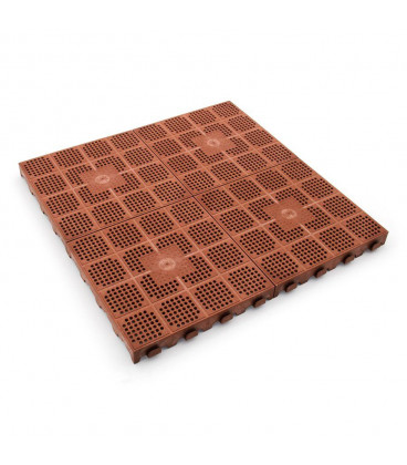 Plastová děrovaná hnědá terasová dlaždice - 39 x 39 x 4,8 cm