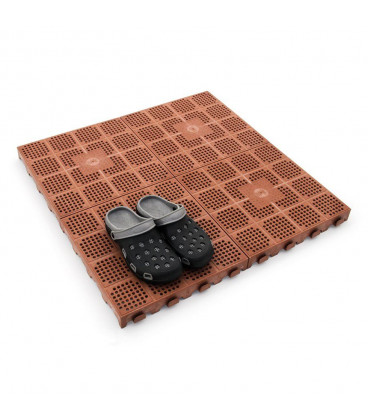 Plastová děrovaná hnědá terasová dlaždice - 39 x 39 x 4,8 cm