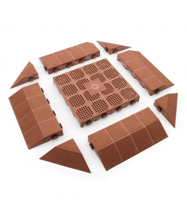 Plastová děrovaná hnědá terasová dlaždice - 39 x 39 x 4,8 cm