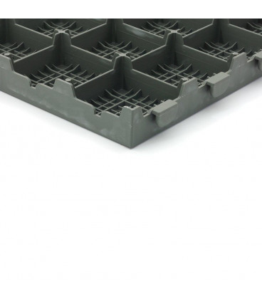 Plastová děrovaná šedá terasová dlaždice - 39 x 39 x 4,8 cm