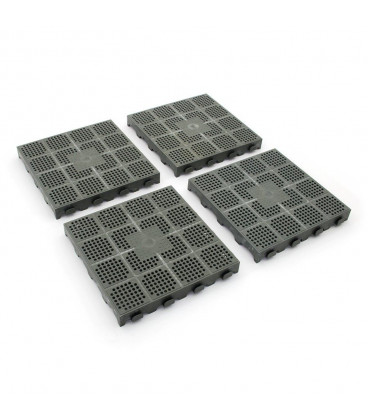 Plastová děrovaná šedá terasová dlaždice - 39 x 39 x 4,8 cm