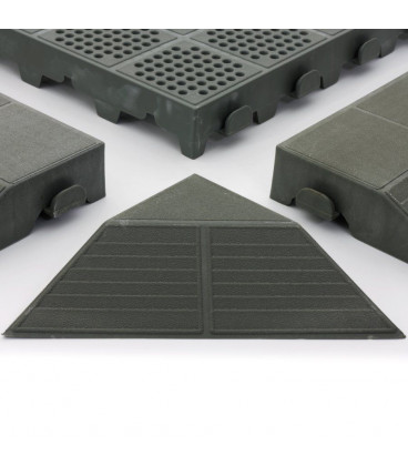 Plastová děrovaná šedá terasová dlaždice - 39 x 39 x 4,8 cm