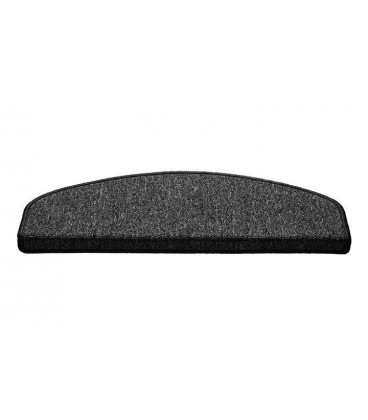 Kobercový schodový nášlap Madrid ve tvaru půlkruhu - barva černá, rozměr 65 x 25 cm