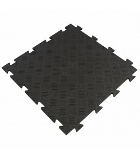 Zátěžová plastová černá puzzle protiskluzová dlaždice (šachovnice) - 47,5 x 47,5 x 0,8 cm