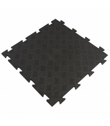 Zátěžová plastová černá puzzle protiskluzová dlaždice (šachovnice) - 47,5 x 47,5 x 0,8 cm