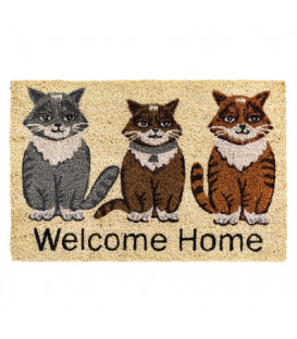 Vstupní kokosová čistící rohož Welcome home Cats - 60 x 40 x 1,5 cm