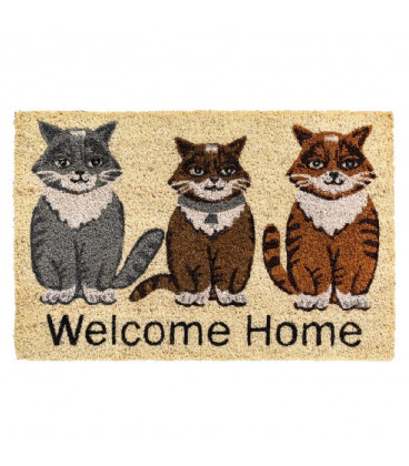 Vstupní kokosová čistící rohož Welcome home Cats - 60 x 40 x 1,5 cm