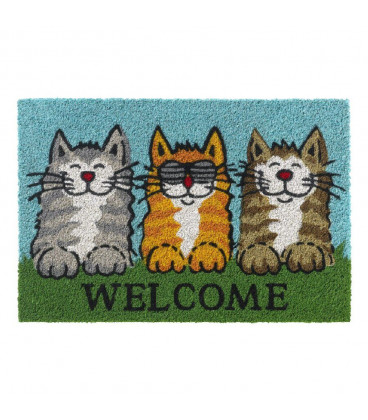 Vnitřní kokosová vstupní rohož Welcome Cats - 60 x 40 x 1,5 cm