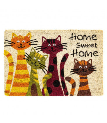 Kokosová vnitřní čistící vstupní rohož FLOMA Ruco Cats Home Sweet Home - 40 x 60 x 1,5 cm