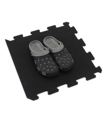 Černá gumová modulová puzzle dlažba (okraj) FLOMA Sandwich - 95,6 x 95,6 x 2,4 cm