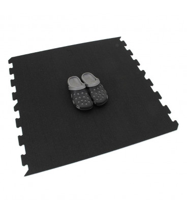 Černá gumová modulová puzzle dlažba (okraj) FLOMA Sandwich - 95,6 x 95,6 x 2,4 cm