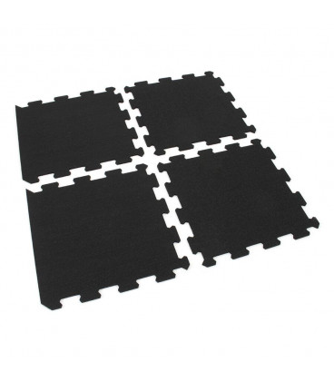 Černá gumová modulová puzzle dlažba (okraj) FLOMA Sandwich - 95,6 x 95,6 x 2,4 cm