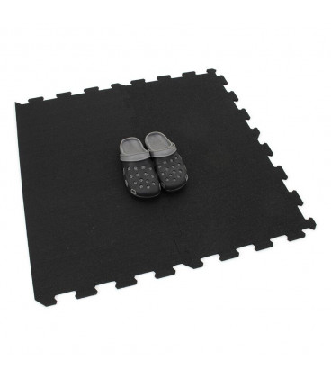 Černá gumová modulová puzzle dlažba (okraj) FLOMA Sandwich - 95,6 x 95,6 x 2,4 cm