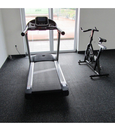 Černá gumová modulová puzzle dlažba (okraj) FLOMA Sandwich - 95,6 x 95,6 x 2,4 cm