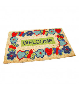 Kokosová vstupní rohož Welcome - Cheerful - 75 x 45 x 1,7 cm