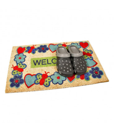 Kokosová vstupní rohož Welcome - Cheerful - 75 x 45 x 1,7 cm