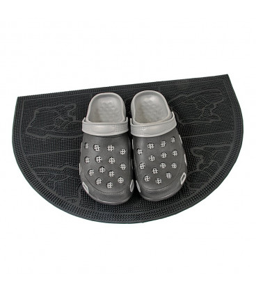 Půlkruhová vstupní kartáčová gumová rohož Shoes - 60 x 40 x 0,7 cm