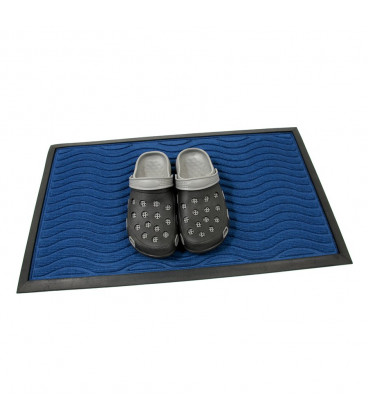 Gumová textilní čistící rohož Waves modrá - 75 x 45 x 0,8 cm