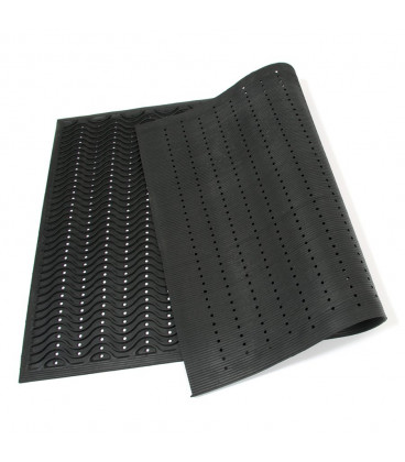 Gumová vstupní čistící neděrovaná rohož Waves - 150 x 90 x 1,2 cm