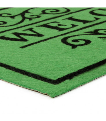 Zelená textilní vstupní čistící vnitřní rohož Welcome - Deco, FLOMA - délka 33 cm, šířka 58 cm a výška 0,3 cm