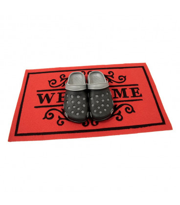 Vstupní a čistící vnitřní červená rohož Welcome - 75 x 45 x 0,3 cm