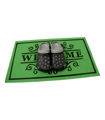 Vstupní a čistící vnitřní zelená rohož Welcome - 75 x 45 x 0,3 cm